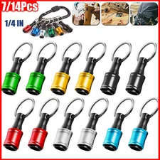 7/14x 1/4" Hex Shank Quick Release Keychain Screwdriver Drill Bit Holder Bit Set