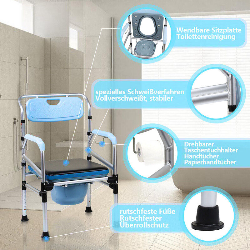 Toilettenstuhl Höhenverstellbar Toilettenhilfe Nachtstuhl Antirutschenden WC ABS