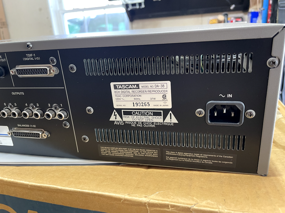 TASCAM DA-38 Digital Audio MULTITRACK Rack Mount RECORDER with original ...