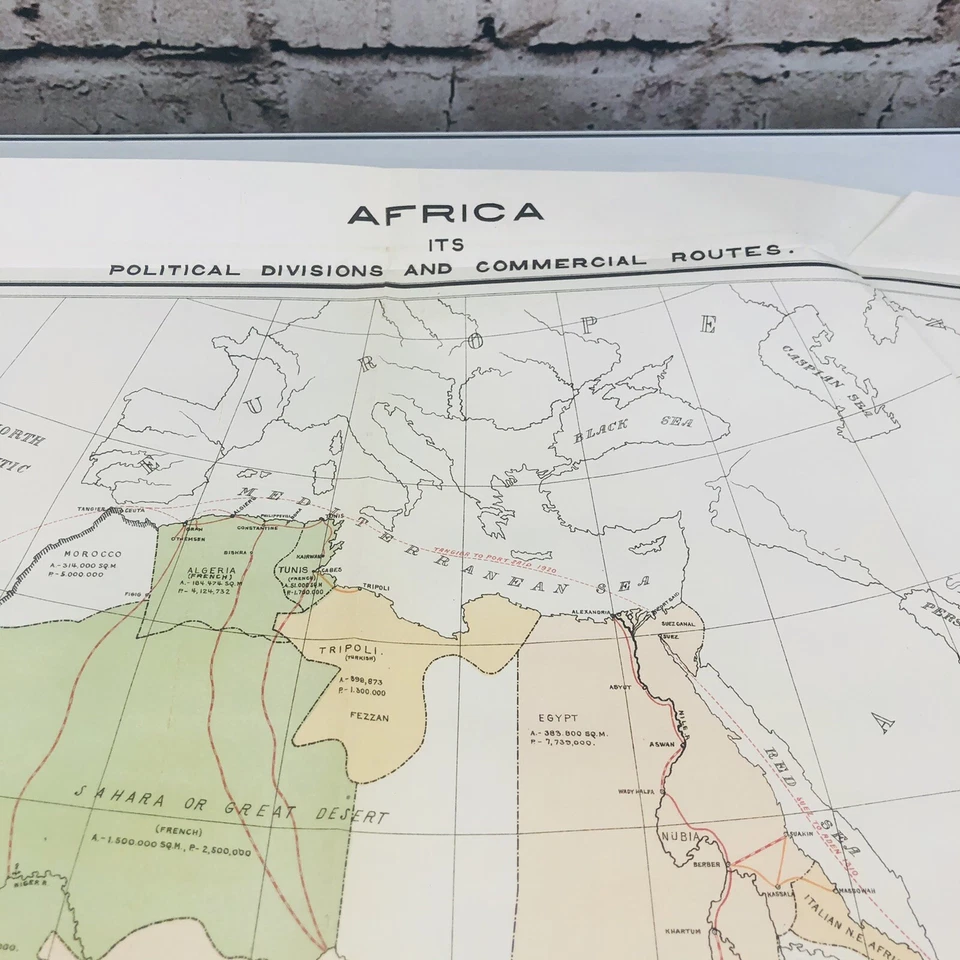 Antique Map Africa Political Divisions Commercial 1899 Railroad Ethnographic - Image 2 of 4