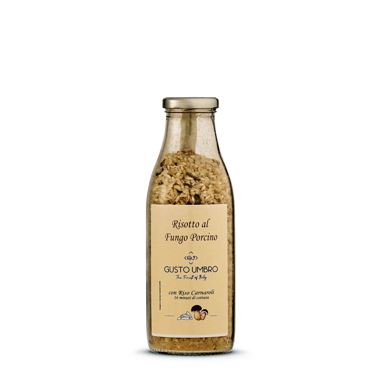 RISOTTO ai FUNGHI PORCINI Pronto in BOTTIGLIA 380gr RISO CARNAROLI FUNGO PORCINO