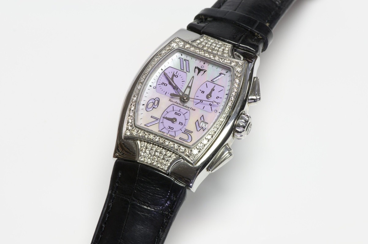 TechnoMarine TS 20428 Diamond Case Black Alligator Strap 