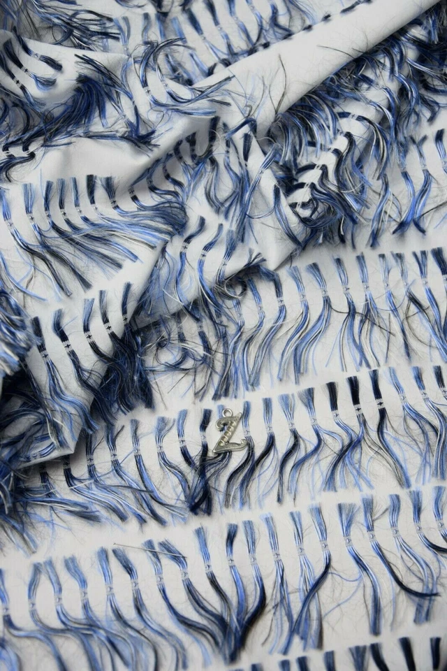 Chanel.Sublime jacquard à fils coupés frangés bleu gris noir blanc - Photo 4/4