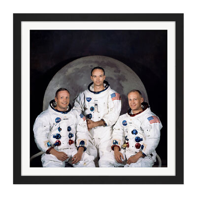 Space NASA Apollo 11 Crew Armstrong Collins Aldrin Square Framed Wall Art 16X16