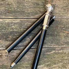 Black Wood Walking Stick Gift Finish Brass Knob Handle Cane Design Handmade