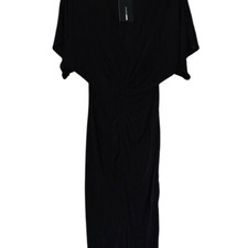 Fashion Nova Black Full Gown Knot Front Dress NWT Size Small Midi Front Slit