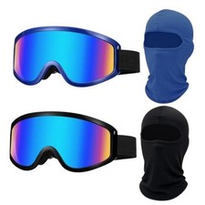 Pack Dirt Bike Goggles with Balaclava Masks, Atv Motocross 2 Black Blue