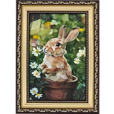 Oil Painting Rabbit Original painting Bunny Art rabbit Framed Signed art Animal
