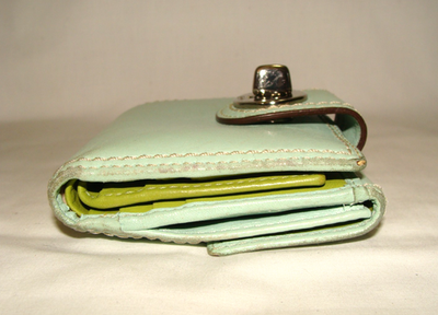 COACH Vintage Soft/Light Green Leather Turnlock Closure Compact
