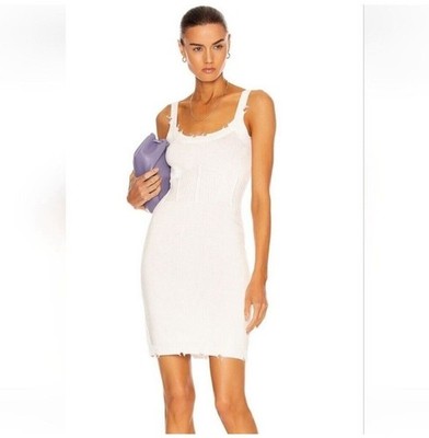 SER.O.YA Isla Dress White Sleeveless Knit Ribbed Distressed Cotton Womens XS