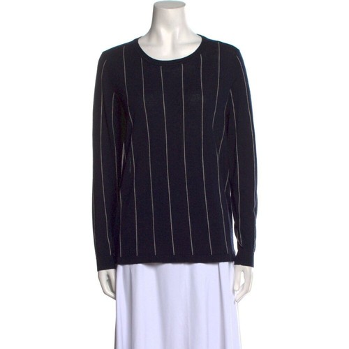 Sandro Blue Knit High Low Sheer Back Pullover Crew Neck Sweater M