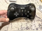 Nintendo Wii U Pro Controller Black Wireless Ergonomic Design WUP-005 Untested