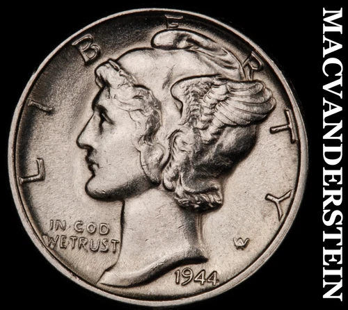 1944 Silver Mercury Dime- Lustrous Choice Gem Brilliant Uncirculated  #i6207