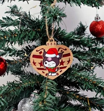 Sanrio Kuromi Christmas Ornament Holiday Tree Decor Heart Santa Hat Wink 2D Cute