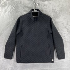 Marine Layer Sweater men's Small 1/4 Zip Quilted Pullover Black Outdoor Pockets