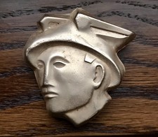 Vintage Original 1951 Mercury Emblem Badge Ornament Brass Fox Co. Hubcap Center