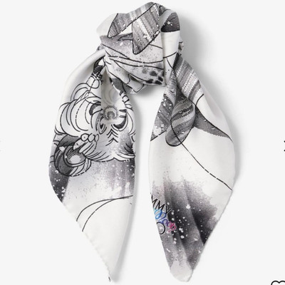 Sailor Moon Jimmy Choo Collaboration Silk Scarf Monochrome | eBay