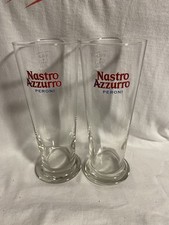 A Unique Pair Of Lovely Nastro Azzurro Peroni Pint Glasses
