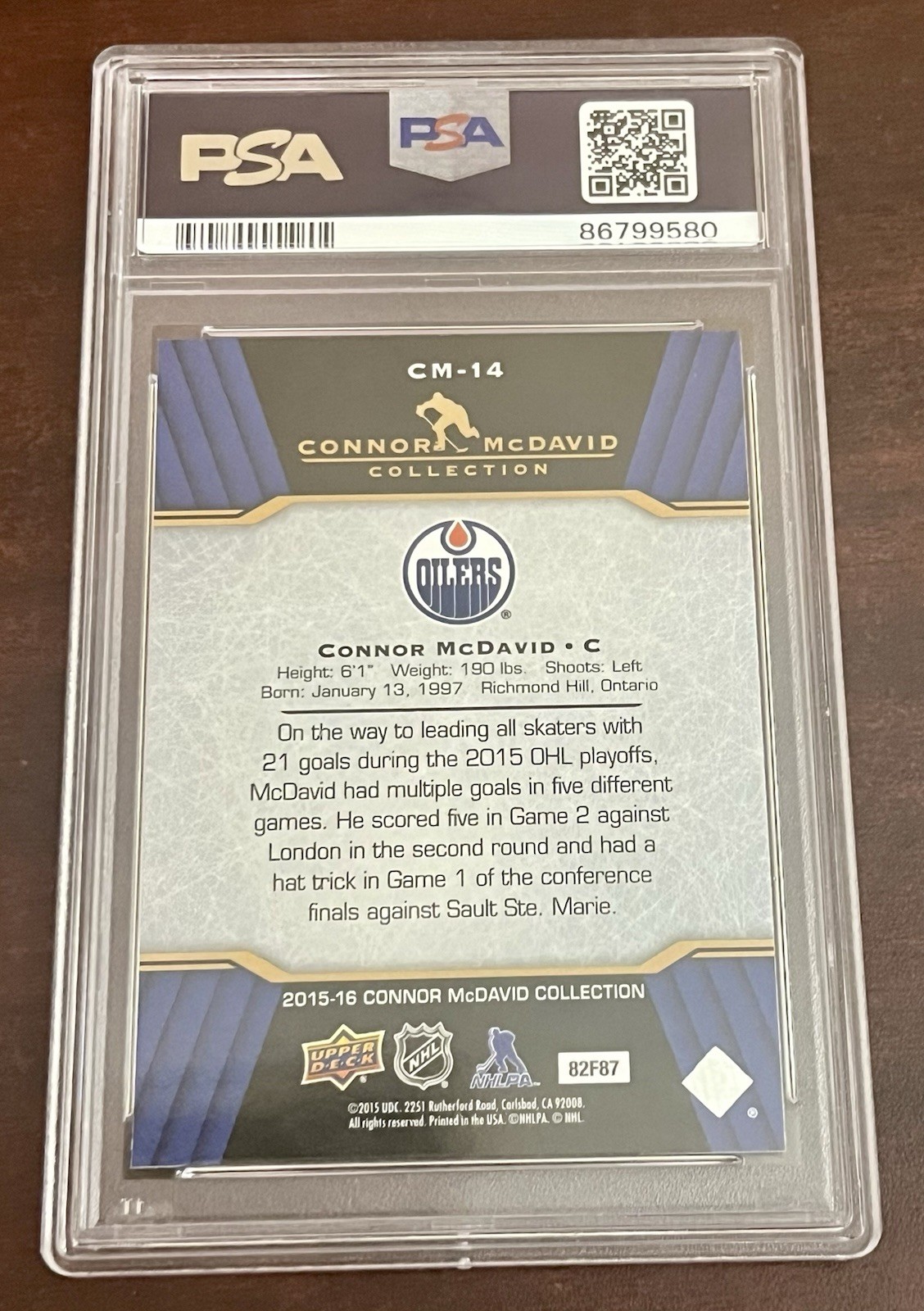 2015-2016 Upper Deck Connor McDavid Collection CM-14 PSA 9 Hockey Oilers NHL view 4