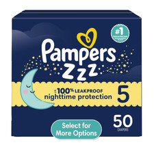 Pampers Swaddlers Overnight Zzz Baby Diapers Size 5, 50 Count