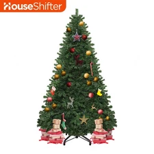 7.5ft Artificial Christmas Tree 1346 Branch Tips Metal Base Unlit Fire-Resistant