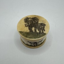 Carved Bovine Bone Trinket/Pill/Snuff Box Elephant Design