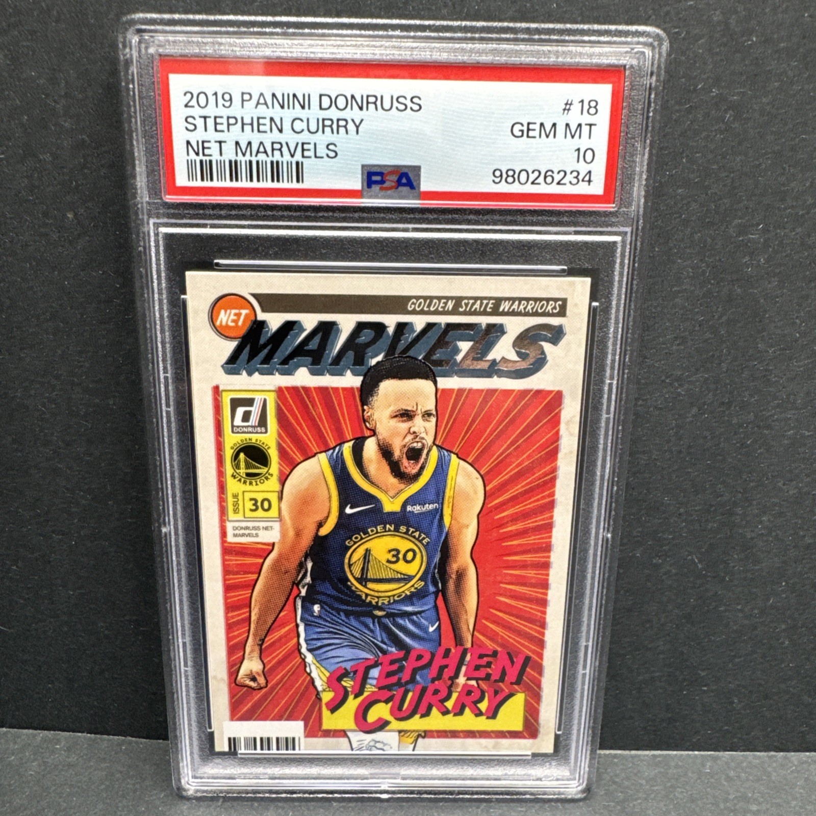 Stephen Curry 2019 Panini Donruss Net Marvels #18 Steph Golden State PSA 10