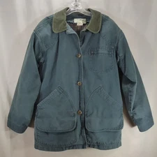 Mens VTG L.L. Bean Green Canvas Chore Barn Jacket Coat Lined Corduroy Collar M
