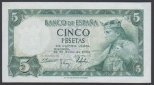 Spain 5 Pesetas  22-07-1954  XF+   P. 146,   Banknote, Circulated