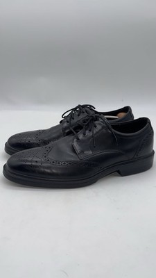 Ecco Shoes Mens 10-10.5 Black Lisbon Oxford Leather Lace Up Modern