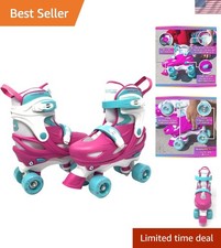 Glitzy Adjustable Kids Roller Skates with Light-Up Wheels  Safety Features