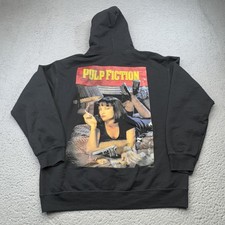 Pulp Fiction Hoodie Mens Medium Black Pullover Pockets Graphic Adult Movie Film