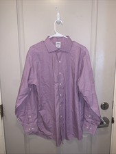Brooks Brothers Men  s Purple Gingham Button Down Shirt Size 17