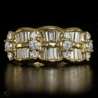 2Ct Vintage Baguette Cut Lab-Created Diamond Cocktail Ring 14K Yellow Gold Over