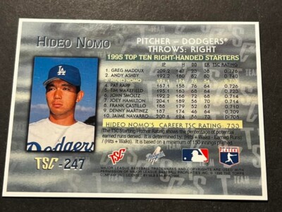 Box 11: 1996 Stadium Club BLANK FRONT BORDERED PROOF Hideo Nomo Dodgers