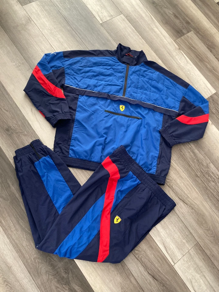 Puma Ferrari Men's Blue Red 2 piece Tracksuit Jacket Size Large Pants Medium - Image 3 of 4