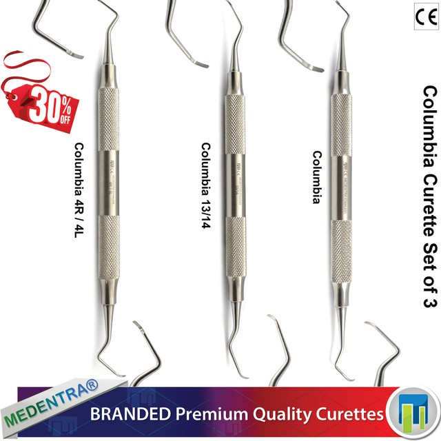 Universal Columbia Periodontal 13/13 Curettes 4R/4L Curetas de