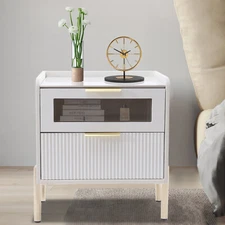 2 Tiers End Table Storage Nightstand Side Table Bedroom Nightstand Decoration