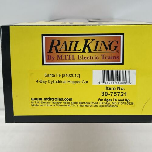 MTH RailKing 30-75721 Santa Fe Black Bonnet 4-Bay Cylindrical Hopper New O Rare - Picture 14 of 14
