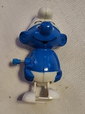 Vintage Peyo Walking Smurf Wind Up Toy 1980 Wallace Berrie  Co Galoob 3"