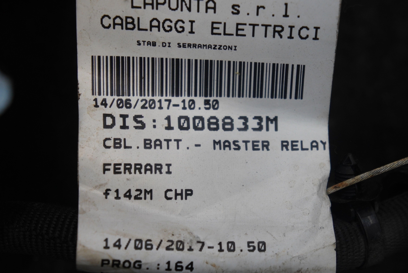 Battery Master Disconnect Relay Wire Cable 336032 OEM Ferrari 488 Challenge 2018
