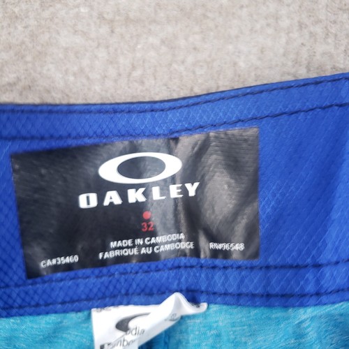 Oakley Board Shorts Mens 32 Blue Striped Surf Swim Trunks Drawstring Stretch - Picture 12 of 17