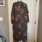 Cold Water Creek Women’s Sleep Wear Lounger Medium Washed Black With Flowers