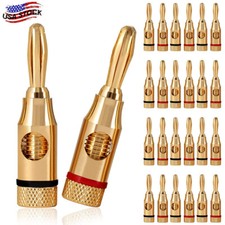 24Pcs 24K Gold Male Banana Plugs Audio Jack S...