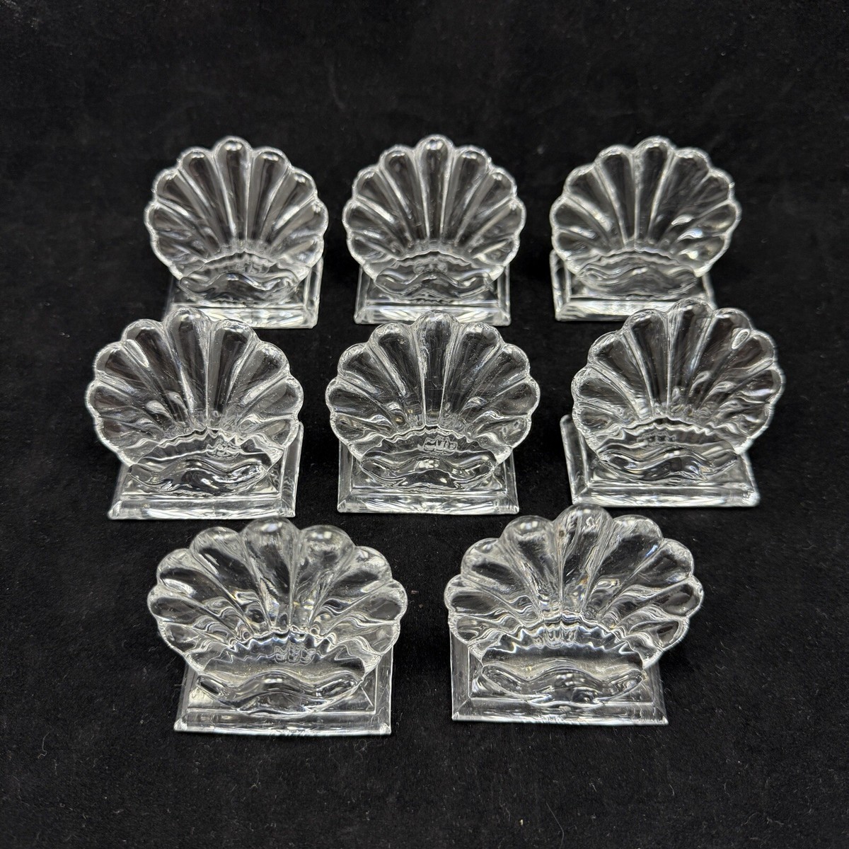 Baccarat Crystal Bambous Place Card Holder Clear Glass France 8Pc