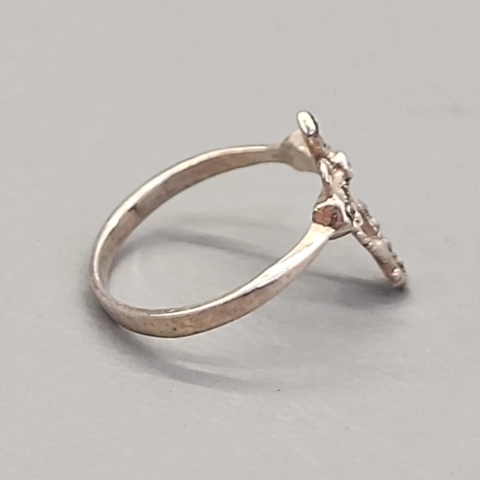 Anillo Cruz Marcasitas Plata de Ley Filigrana 925 Talla 6 MT Foto 3 de 4