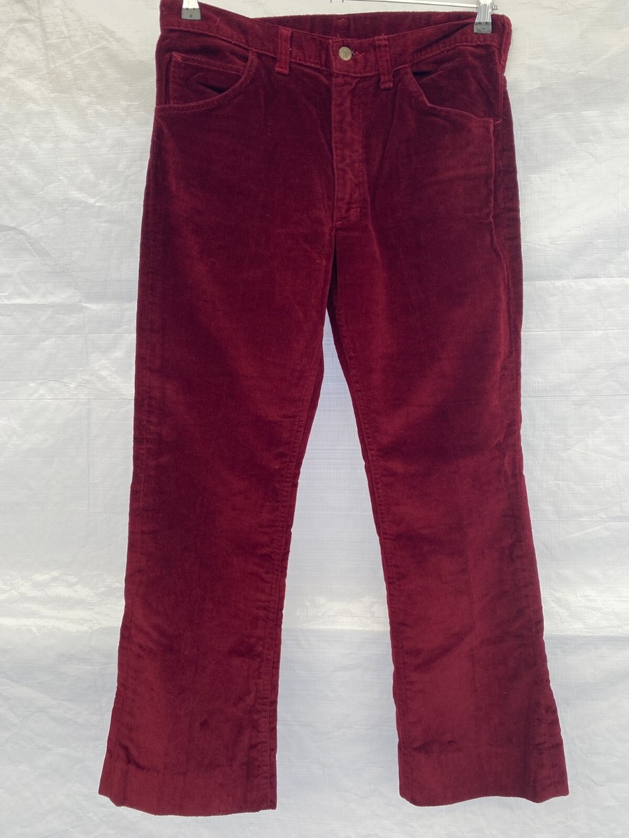 VTG 70s LEE..MAROON..CORDUROY..42 TALON ZIP JEANS PANTS..BOOTCUT