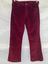 VTG 70s LEE..MAROON..CORDUROY..42 TALON ZIP JEANS PANTS..BOOTCUT FLARE 34 X 30