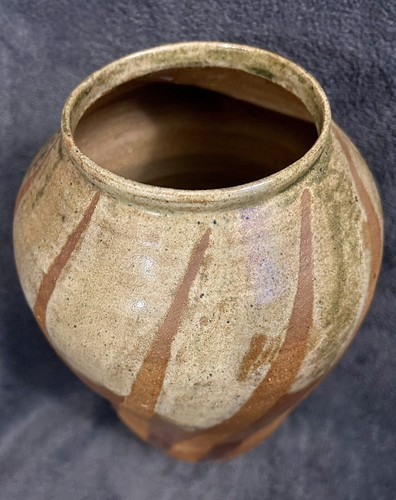 Old Japanese Stoneware Pottery Tea Leaf Jar Ash Glaze 12” C-1930s - Picture 14 of 17