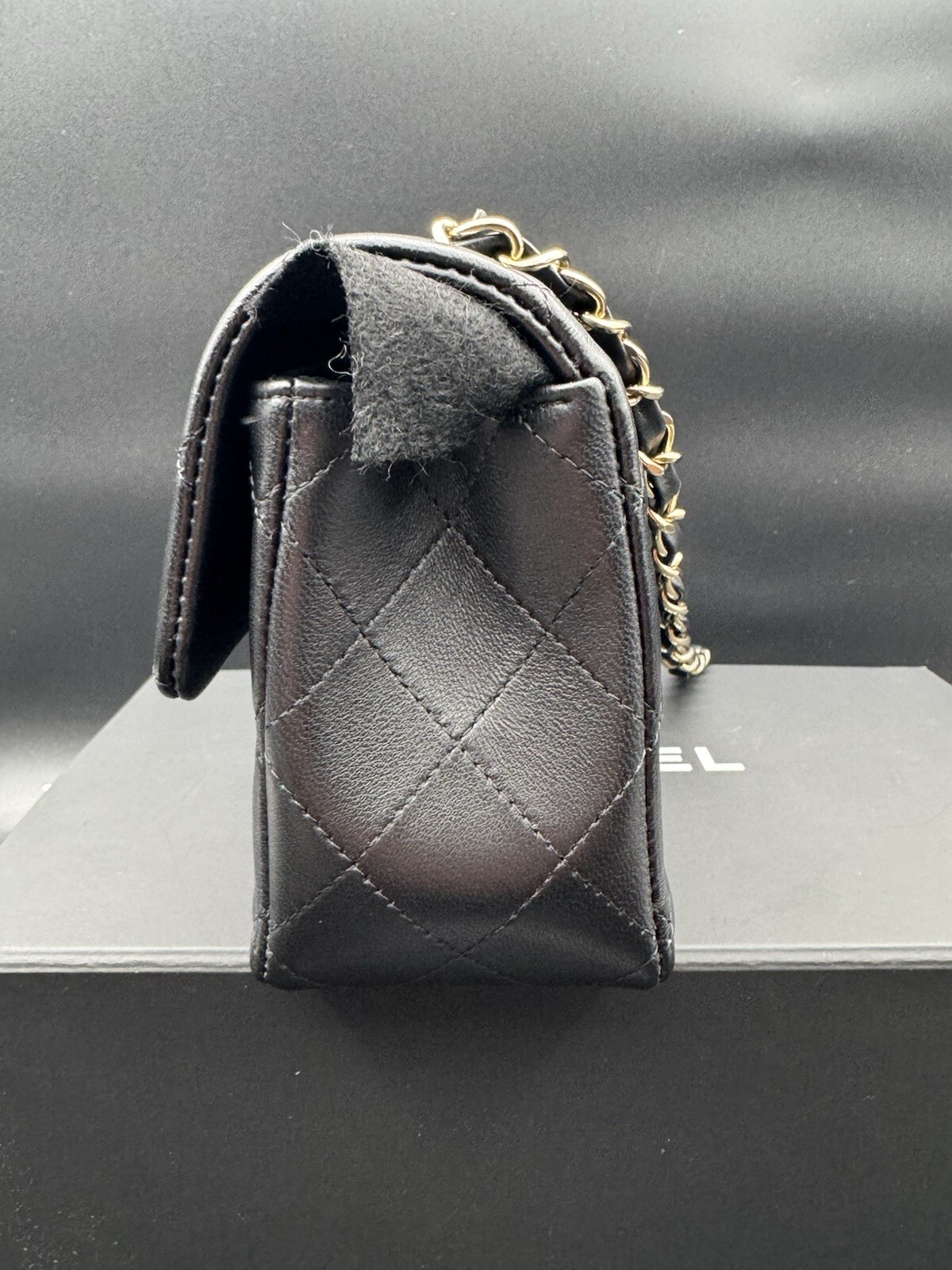 NEW Chanel Mini Rectangular Classic Flap Bag Black Lambskin w/Gold Hardware Auth image 5